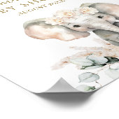 Olifant Witte Rozen Boho Pampas Baby Meisje Douche Poster (Hoek)