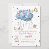 Olifant Wolk, Twinkelende Ster Babyshower Kaart (Voorkant)