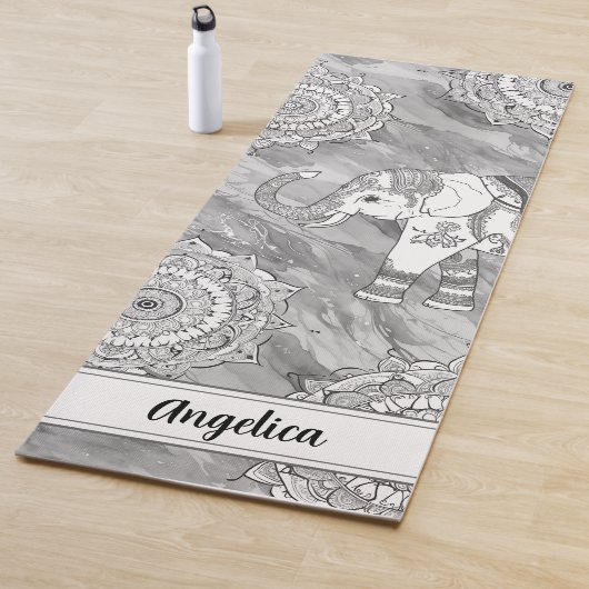 Olifant Yoga Mat met Indiase Mandala Art (In situ)