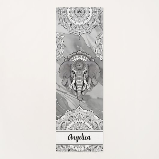 Olifant Yoga Mat met Indiase Mandala Art (Voorkant)
