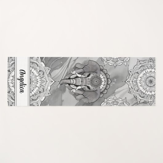 Olifant Yoga Mat met Indiase Mandala Art (Voorkant (horizontaal))