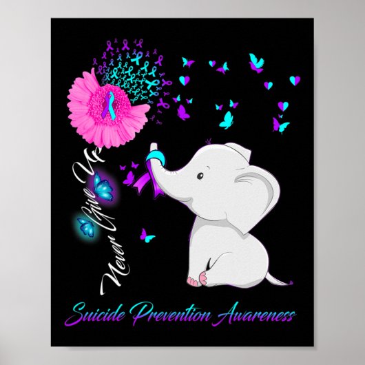 Olifant Zelfmoord Preventie Bewustzijn - Ribbon GI Poster (Voorkant)