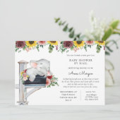 Olifant Zonnebloem en Rozen Baby shower per Mail Kaart (Staand voorkant)