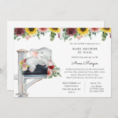 Olifant Zonnebloem en Rozen Baby shower per Mail Kaart (Voorkant / Achterkant)