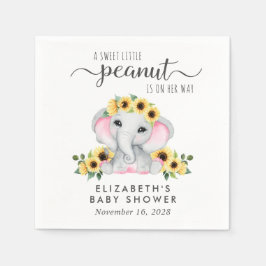 Olifant Zonnebloemen Baby Meisje Douche Servet