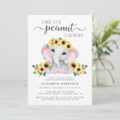 Olifant zonnebloemen Roze Waterverf Baby shower Kaart (Staand voorkant)