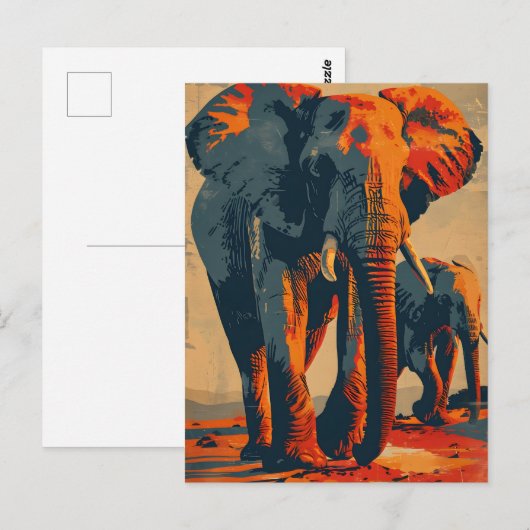 Olifant Zonsondergang: Sereniteit in Natuur Briefkaart (Voorkant / Achterkant)