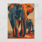 Olifant Zonsondergang: Sereniteit in Natuur Briefkaart (Voorkant)