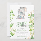 Olifant Zoo Dier Unisex Baby shower Uitnodiging (Voorkant)
