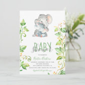 Olifant Zoo Dier Unisex Baby shower Uitnodiging (Staand voorkant)