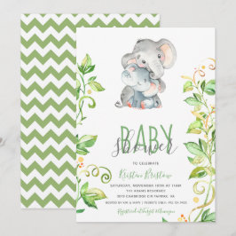 Olifant Zoo Dier Unisex Baby shower Uitnodiging