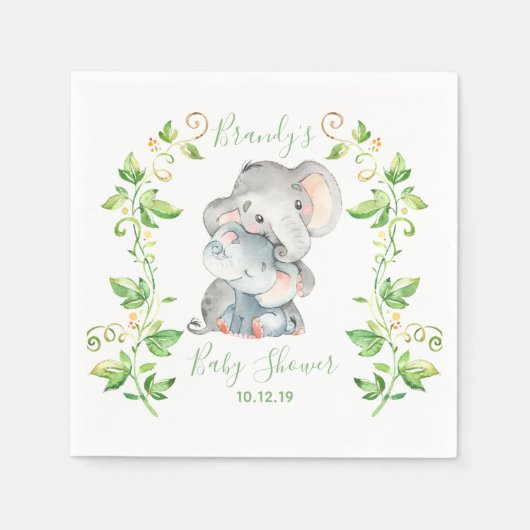 Olifant Zoo Oerwoud Dieren Baby shower Servet (Voorkant)