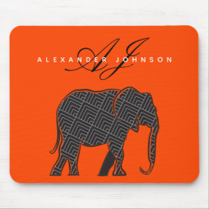 Olifant Zwart en Lava Rood Muismat
