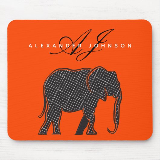 Olifant Zwart en Lava Rood Muismat (Voorkant)