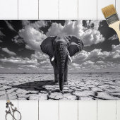 Olifant zwart-wit decoupage tissuepapier