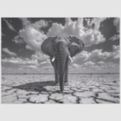 Olifant zwart-wit decoupage tissuepapier (Voorkant)