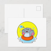 Olifant zwemt met reddingsboei briefkaart (Voorkant / Achterkant)
