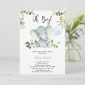 Olifantballon Oh boy baby shower Kaart (Staand voorkant)