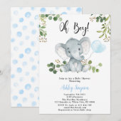Olifantballon Oh boy baby shower Kaart (Voorkant / Achterkant)