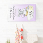 Olifantballon Paarse Baby shower Het is een meisje Spandoek (Insitu)