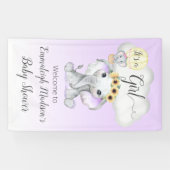 Olifantballon Paarse Baby shower Het is een meisje Spandoek (Horizontaal)