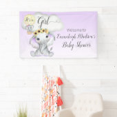 Olifantballon Paarse Baby shower Welkomstbord Spandoek (Insitu)