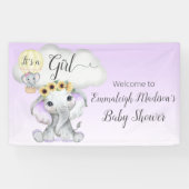 Olifantballon Paarse Baby shower Welkomstbord Spandoek (Horizontaal)