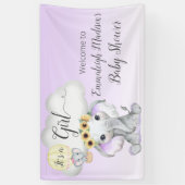 Olifantballon Paarse Baby shower Welkomstbord Spandoek (Verticaal)