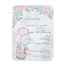 Olifantballonnen Roze Bloemen Baby shower Invite