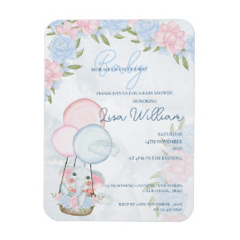 Olifantballonnen Roze Bloemen Baby shower Invite Magneet