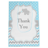 Olifantblauw en grijs Baby shower Dank u Medium Cadeauzakje (Achterkant)