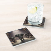 Olifanten Aerobe dansles Glazen Onderzetter (Schuin)