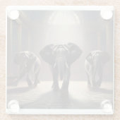 Olifanten Aerobe dansles Glazen Onderzetter (Achterkant)