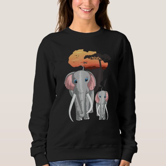 Olifanten Afrika Dier Kinder Zonsondergang Olifant Trui (Voorkant)