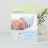 Olifanten Baby Boy Foto Aankondiging Geboorte (Staand voorkant)