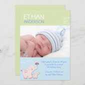 Olifanten Baby Boy Foto Aankondiging Geboorte (Voorkant / Achterkant)
