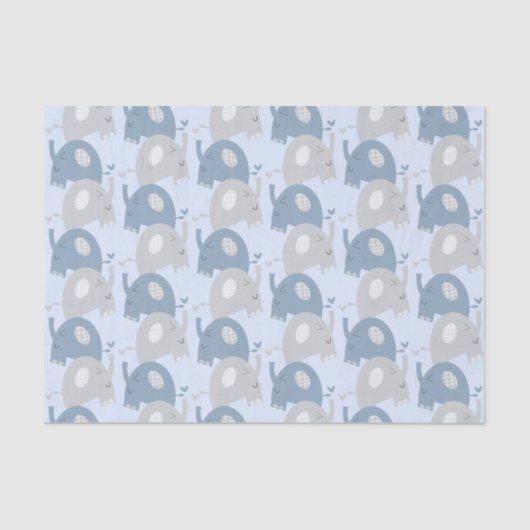 Olifanten Baby shower Dusty Blue Crafts Tissuepapier (Voorkant)