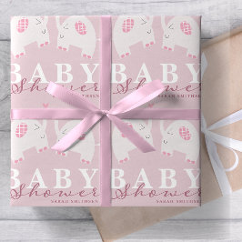 Olifanten Baby shower Dusty Pink Cadeaupapier