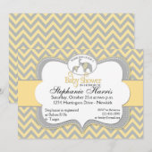 Olifanten Baby shower in Chevron Geel en Grijs Kaart (Voorkant / Achterkant)