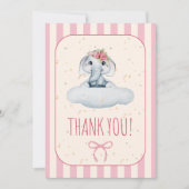 Olifanten baby shower meisje bedankkaart (Voorkant)