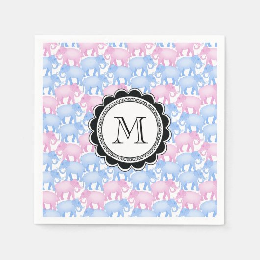 Olifanten Baby shower of Geslacht onthullen Servetten (Voorkant)