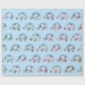Olifanten Baby shower Roze Blauw Jongen Meisje Paa Cadeaupapier (Vlak)