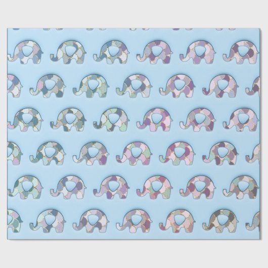Olifanten Baby shower Roze Blauw Jongen Meisje Paa Cadeaupapier (Vlak)