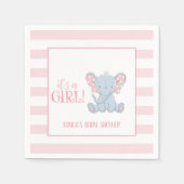 Olifanten Baby shower servet - Het is een meisje - (Voorkant)