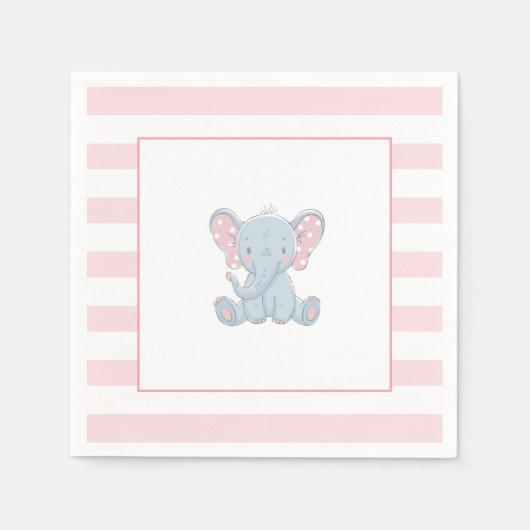 Olifanten Baby shower servet - Meisje (Voorkant)