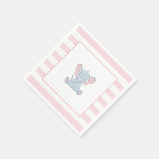 Olifanten Baby shower servet - Meisje (Hoek)