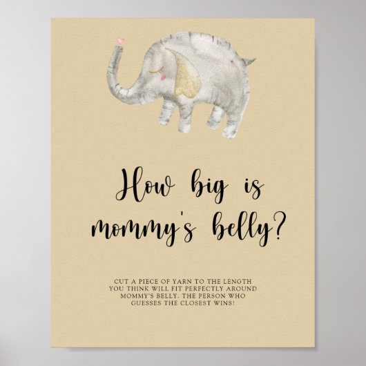 Olifanten Ballon Hoe groot is mama's buik spel Poster (Voorkant)