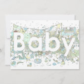 Olifanten beer giraffe Waterverf Blauw Kaart (Achterkant)