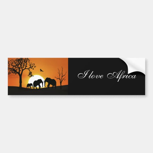 Olifanten bij zonsondergang bumpersticker (Voorkant)