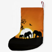 Olifanten bij zonsondergang kleine kerstsok (Achterkant)